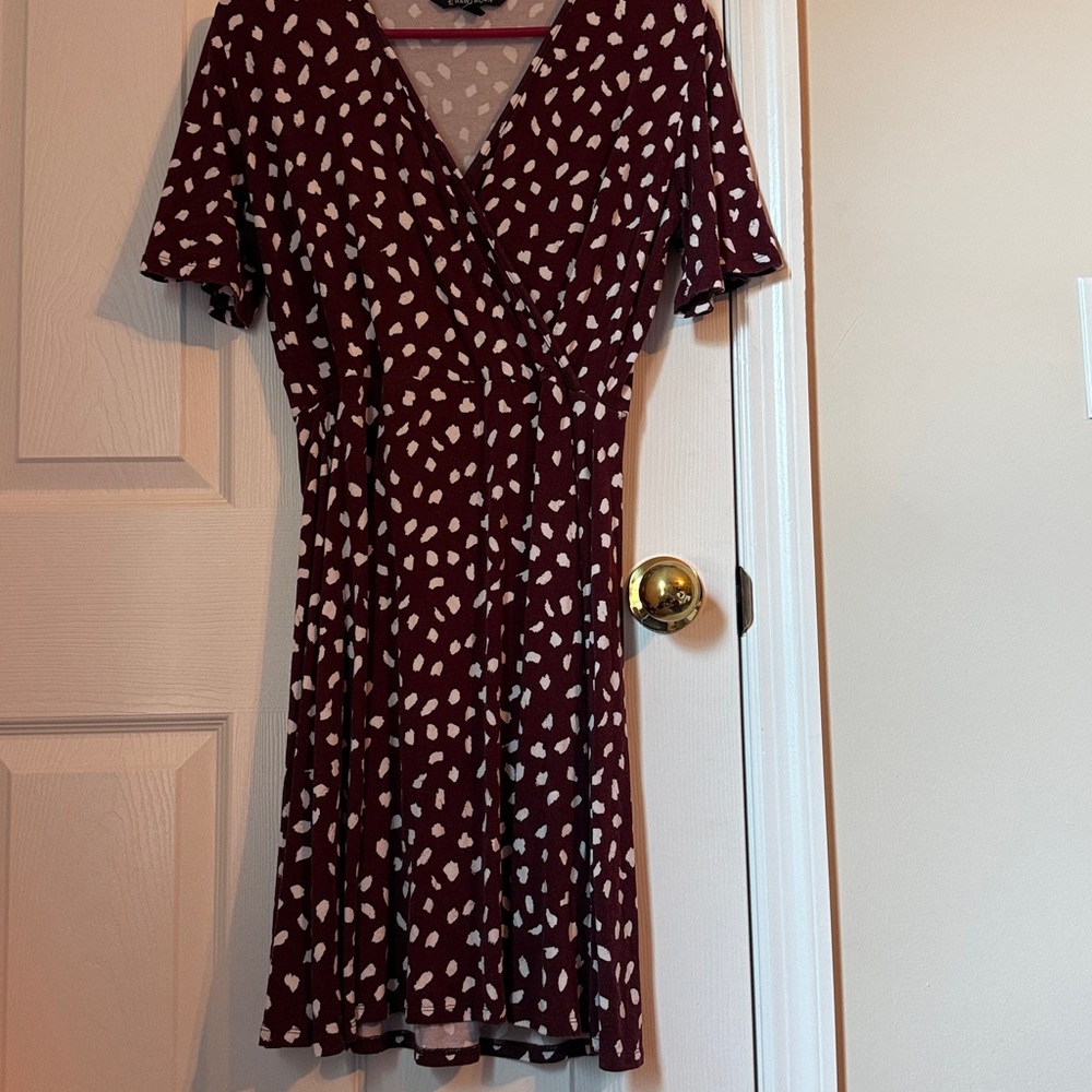41 Hawthorn Burgundy and White Spotted Dress